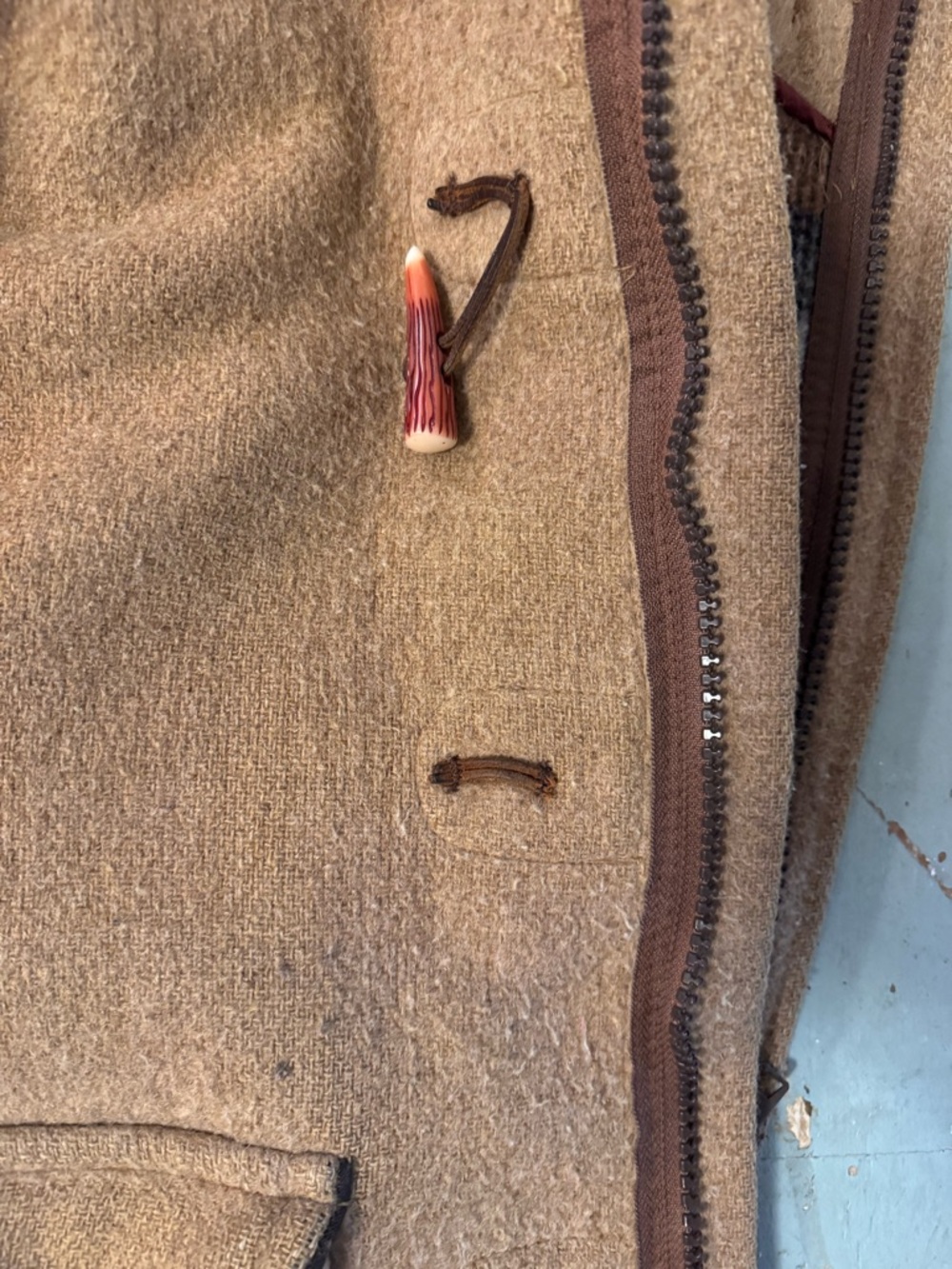 Camel Wool Toggle Duffle Coat with Hood - Picture 8 of 8